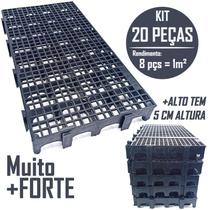 20 Pçs Pallet Plástico Estrado 5 x 25x50 Preto +Forte e Alto - SNM PLÁSTICOS