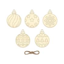 20 Peças De Bolas De Natal De Madeira Para Pintar, Decorações DIY Com Cordão, Vários Designs 20 Peças De Bolas De Natal De Madeira Para Pintar, Decorações DIY Com Cordão, Vários Designs