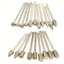 20 Peças Mini Cabeças De Moagem De Diamante 3mm Haste Kit De Ferramentas De Broca Rotativa