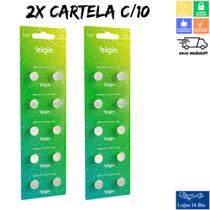 20 Pilha Bateria LR44 AG13 LR1154 2 Cartelas c/ 10 Baterias Energy Elgin 20 Pilha Bateria LR44 AG13 LR1154 2 Cartelas c/ 10 Baterias Energy Elgin
