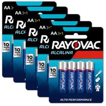20 Pilhas Aa Alcalina Rayovac 5 Cart C/ 4 Unid