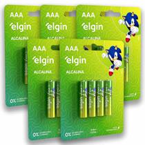 20 Pilhas Baterias AAA Elgin Alcalina 3A Palito 5 Cartelas