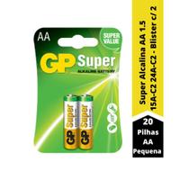 20 Pilhas GP Batteries Super Alcalina AA Pequena 1.5V - 15A-C2 - Blister c/ 2