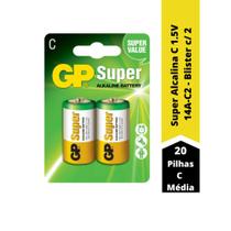 20 Pilhas GP Batteries Super Alcalina C Média 1.5V - 14A-C2 - Blister c/ 2 Unidades