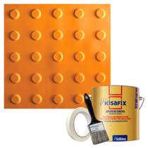 20 pisos tátil alerta pvc 25x25cm + kit de instalação