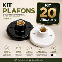 20 Plafon Redondo Teto e parede E27 para Lâmpada LED com Kit Instalação 20 Plafon Redondo Teto e parede E27 para Lâmpada LED com Kit Instalação