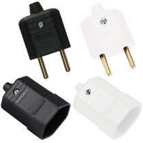 20 Plug Macho 2 Pinos 10a + 20 Tomadas Femea Preto Branco Margirius
