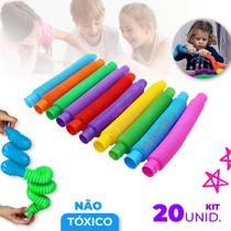 20 Poptube Tubo Fidget Tube Toys Folding Pop It Cor Colorido