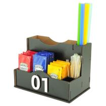 20 Porta Sachê Guardanapos Canudos Palitos Hamburgueria Mdf Preto