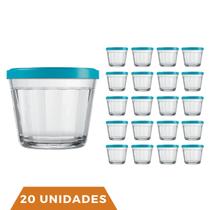 20 Pote Americano Vidro C/Tampa Cores Amlimento 150ml Nadir