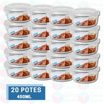 20 Pote de Vidro Hermetico c/ Tampa 4 Travas Redondo 400ML