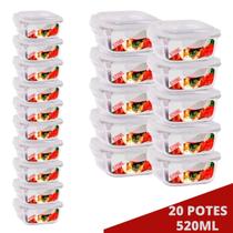 20 Pote de Vidro Hermetico Quadradao 520ML Marmita Forno Airfryer