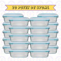 20 Pote Hermético Retangular Canelado 370ML Cor Sortida Marmita