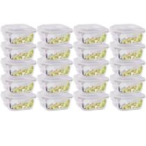 20 Pote Vidro Quadrado 320ml Tampa Hermética Pequeno Papinha 20 Pote Vidro Quadrado 320ml Tampa Hermética Pequeno Papinha