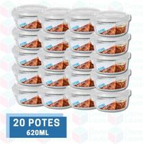 20 Potes de Vidro Redondo 620ML Marmita 4 Travas Casa Cozinha