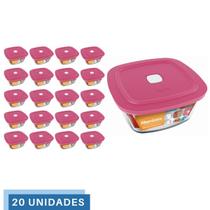 20 Potes Vidro Facilita Quadrado Marmita 500Ml Marinex