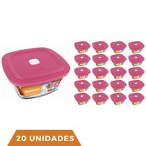 20 Potes Vidro Facilita Vap Quadrado Com Tampa 500ml Marinex