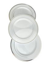 20 Prato Refeição Plástico pigmentado Borda Prata Luxo 26cm 20 Prato Refeição Plástico pigmentado Borda Prata Luxo 26cm