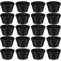 20 Ramequim Plástico 7,3cm Preto Canelado 90ml cada Molheira Pequena Uno Coza