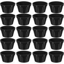 20 Ramequim Plástico 7,3cm Preto Canelado 90ml cada Molheira Pequena Uno Coza