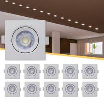20 Spot Led Smd 7w Dicróica Direcionável Quadrado Teto