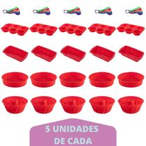 20 Tipos de Forma Silicone Sortida + Kit Colher Medida 5 Pç