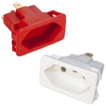 20 Tomada Embutir Fêmea 3 Pinos 10a Tpa2-3 Branca Vermelha Painel Aparelho