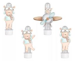 20 Tubetes 3d Personalizado Lembrancinha Ursinho Aviador Aquarela