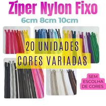 20 un Zíper Nylon Fixo 20cm Várias Cores utilizado em Bolsos Golas ZNF