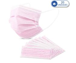 20 Unidades de Máscaras Rosa Cirúrgicas para Proteção