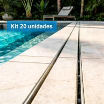 20 Unidades De Ralos Linear Modelo Oculto Em Inox Para Piscinas E Áreas De Lazer