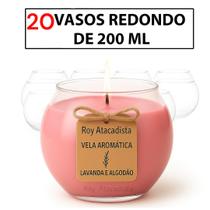 20 Vaso mini pequeno 200ml vidro redondo castical vela