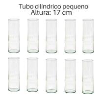 20 Vaso tubo cilindrico alto de vidro transparente 17 cm