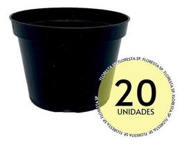 20 Vasos Pote 11 Plástico Rígido Preto p/ Suculentas e Mudas