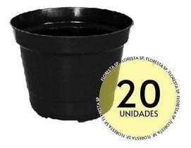 20 Vasos Pote 13 Plástico Rígido Preto p/ Suculentas e Mudas - Classic
