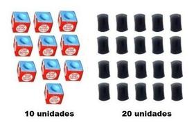 20 Virolas Ponteira + 10 Giz Azul Comum Taco Bilhar Sinuca