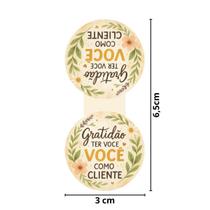 200 Adesivos Lacre Fecha Sacola 3x6cm Gratidão por Ser Nosso Cliente Embalagem Charmosa - Floral