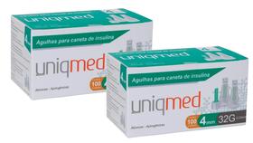 200 Agulhas Para Caneta de I nsulina 4mm x 32G Uniqmed