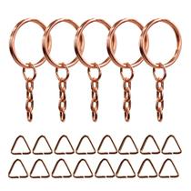 200 Argolas Rose Gold Com Corrente + Triângulos 8mm Chaveiro Organizador De Chave