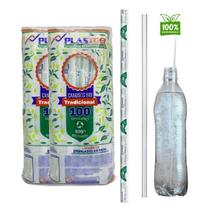 200 Canudos Biodegradável Garrafa Transparente 24Cm Refri