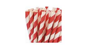 200 Canudos de Papel Milk Shake 10mm Branco Vermelho