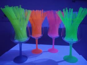 200 Canudos Neon Festa Neon Flexível Biodegradável