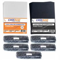 200 Capas E 500 Espirais 07mm 09mm 12mm 14mm 17mm Pretos - Cassmar