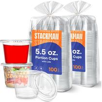 (200 conjuntos) Copos de plástico Stack Man de 160 ml com tampas para lanche
