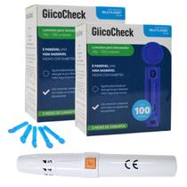 200 Lanceta Glicose Agulha Glicemia 1 Caneta Lancetadora