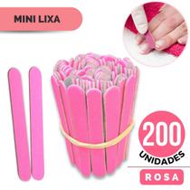 200 Lixas de Unha Mini Descartáveis Manicure Pedicure Profissional 8 cm Cor:Rosa