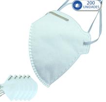 200 Máscaras Descartáveis KSN PFF2 Branca com Clip Nasal e Elástico de Cabeça