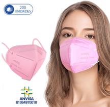 200 Máscaras Descartáveis Rosa KN95 WWDoll 5 Camada Anvisa