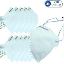 200 Máscaras Não Reutilizáveis PFF2 KSN Branca Para Proteção Facial Clip de Nariz e Elástico de Cabeça
