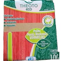 200 Palito Picolé Sorvete Ponta Redonda Theoto - Vermelho